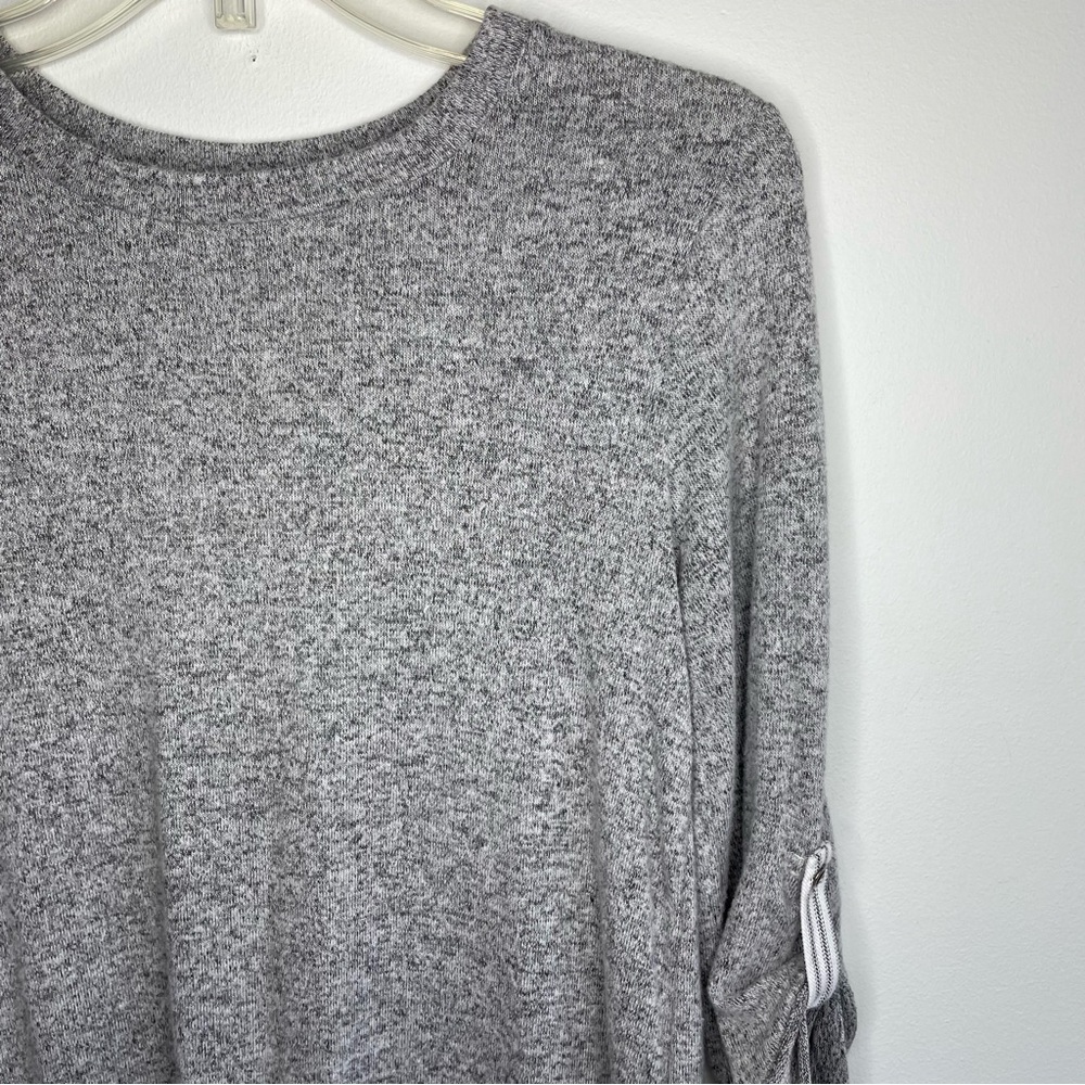 Monteau Preppy Classic Gray Crewneck Roll Tab Layered Sweater Top Blouse - Picture 4 of 8